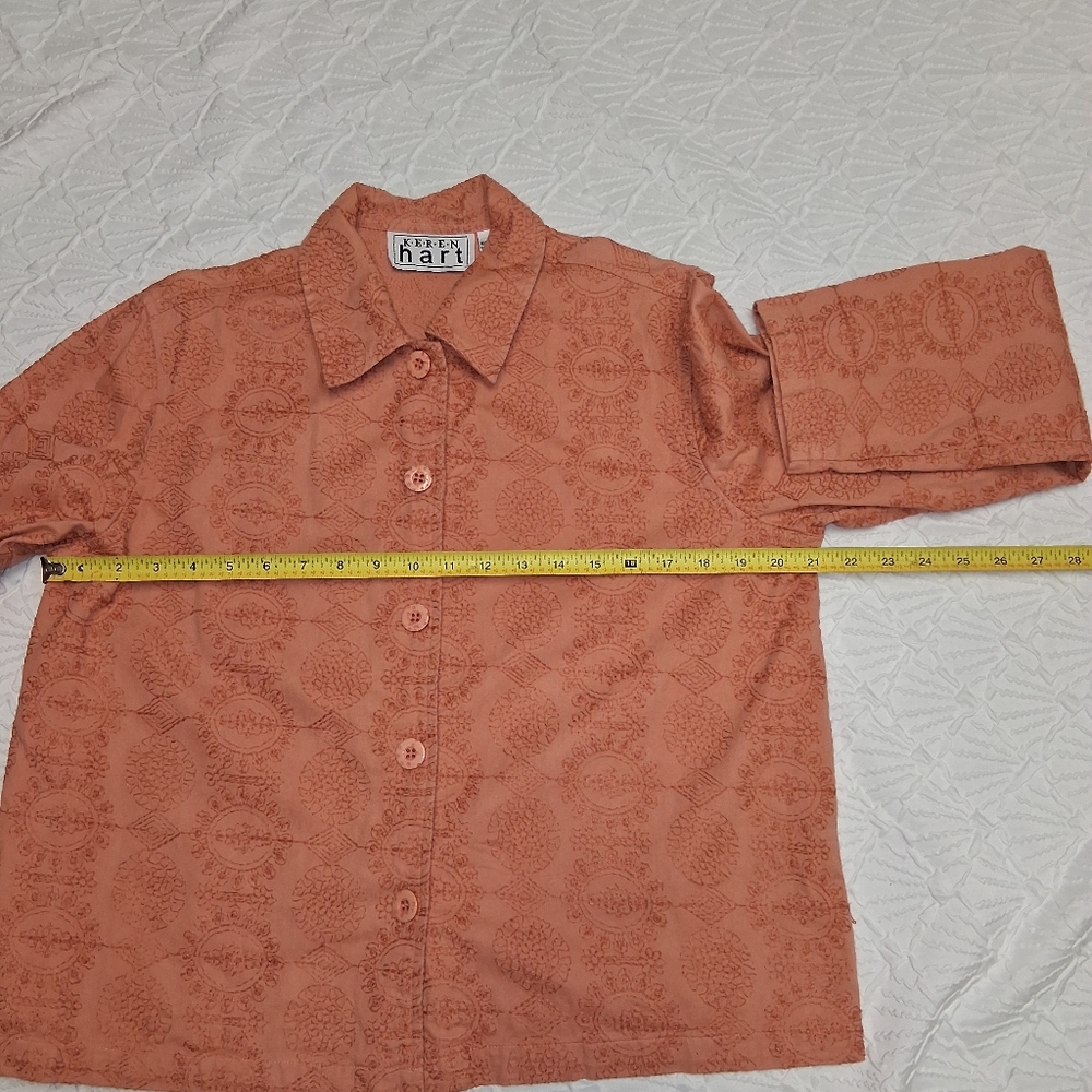 KEREN hart  Vintage Coral Textured Blouse Size M - Picture 16 of 16